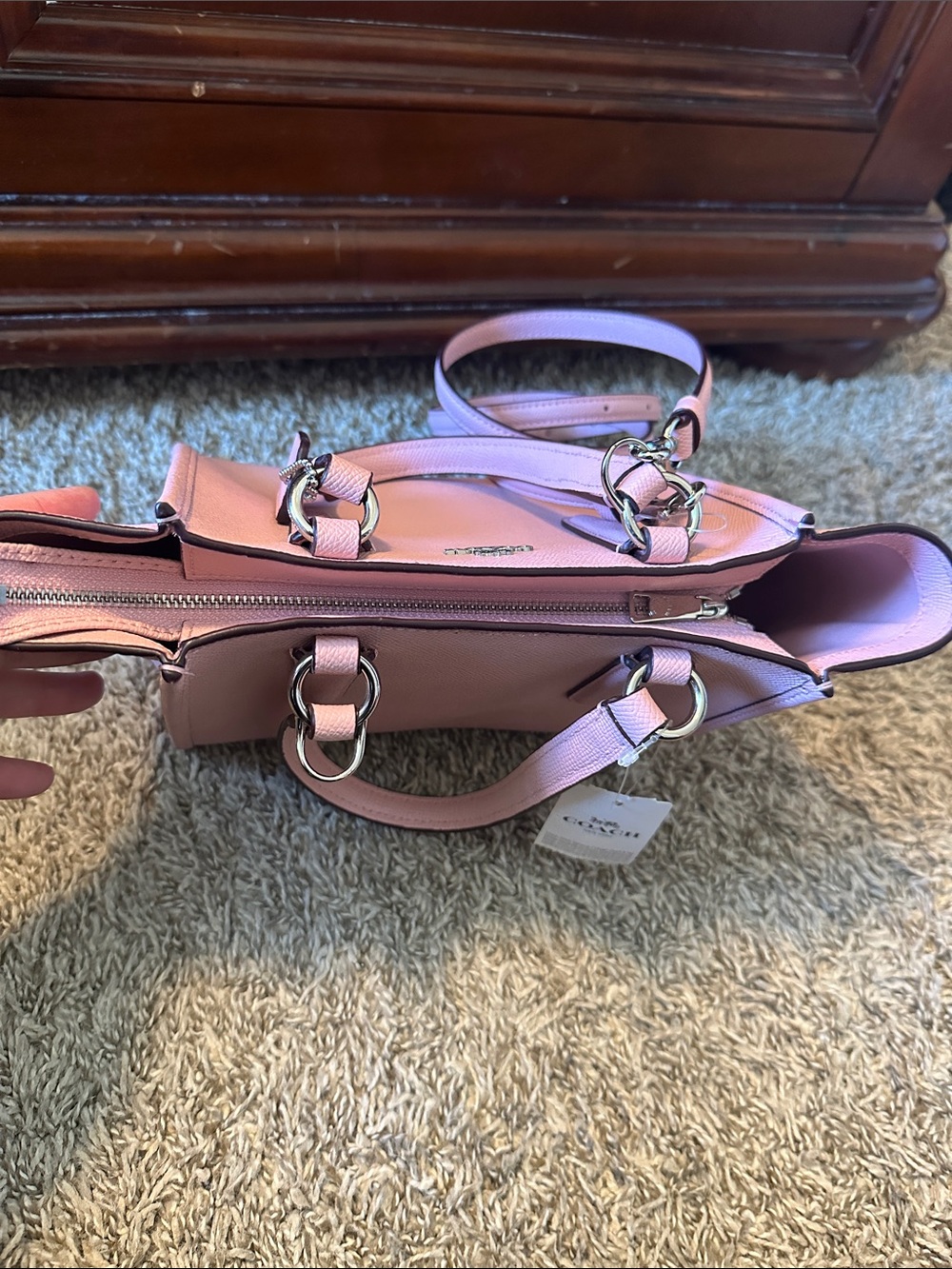 Coach Light Pink Pebbled Leather Satchel - Picture 3 of 6